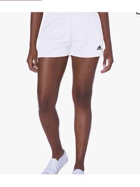 adidas White Women's Athletic Shorts with Black Logo